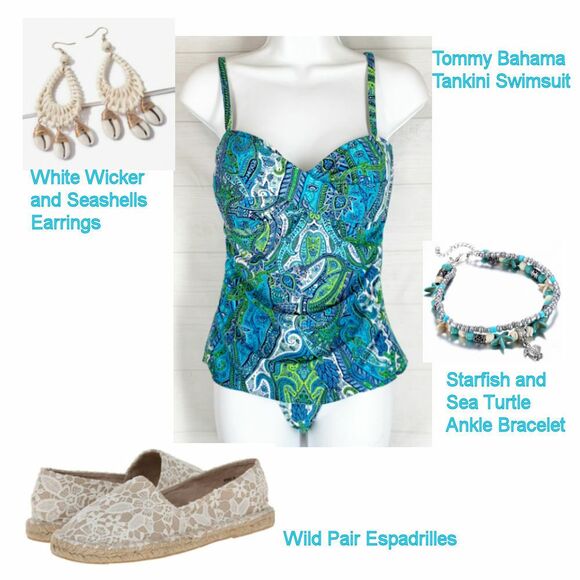 NEW By the Sea Double Ankle Bracelet Starfish Turtle Turquoise Ivory Silver - Picture 8 of 8